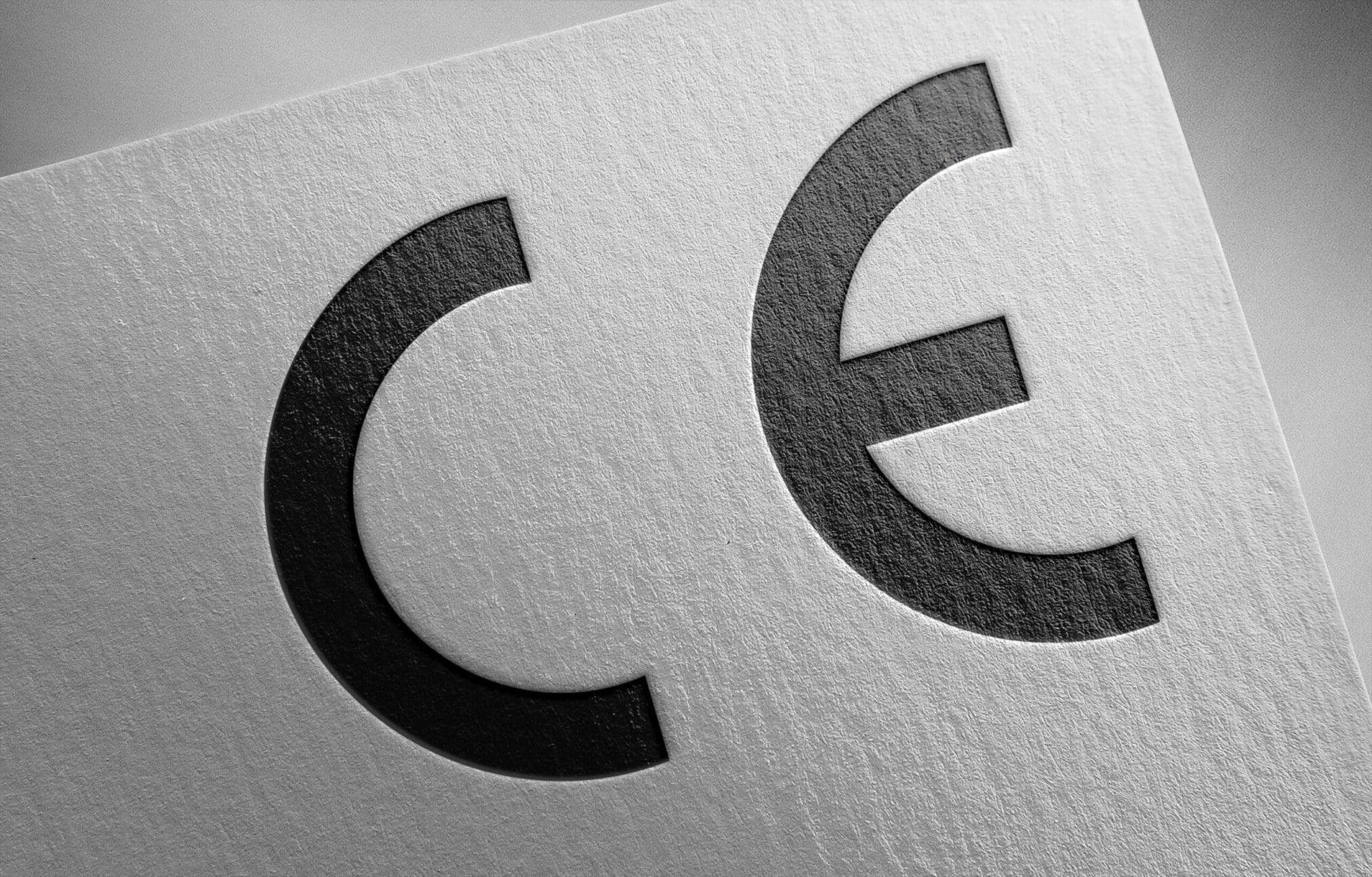 CE marking logo embossed on paper